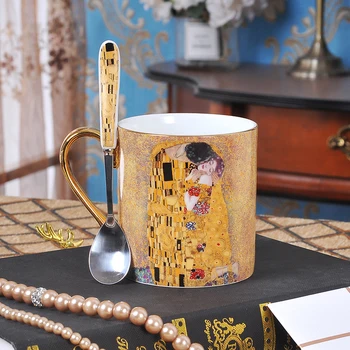 Aukštos klasės eksporto Europos stiliaus kaulų kinija puodelis kūrybos šviesą keraminės kavos puodelį, didelės talpos biuro gėlių arbatos puodelio CL83005