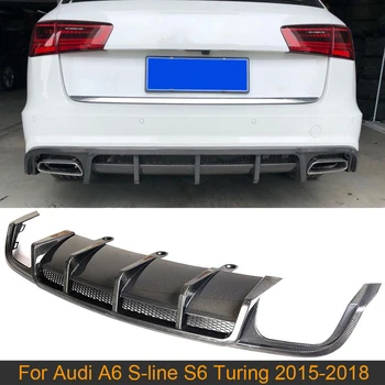 Automobilio Galinio Buferio Difuzorius Lūpų Audi A6 Sline S6 Sedanas Avant Turistinis 2015-2018 Automobilio Galinio Buferio Difuzorius Lūpų Anglies Pluošto