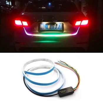 Automobilių RGB 1.2 m LED Dinaminis Streamer Posūkio Signalas Liekamosios Liemens Dekoratyvinės Šviesos Juostelės Auto Įspėjimas, Bagažinės dangtis, Kaladėlės, Stabdžių, Vairavimo Lempos