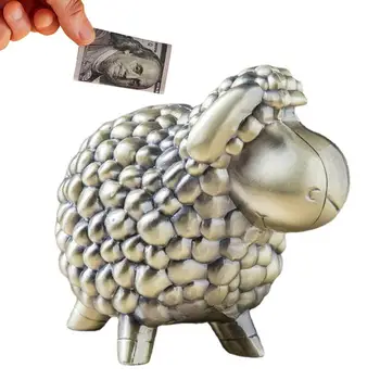Avių Banko Vaikams Kūrybos Avių Cinko Lydinys Monetos Piggy Bank Metus Avių Statula Metalo Pinigų Jar Pinigų Taupymo Žaislai