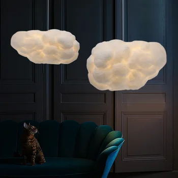 Balti debesys plūduriuojantis liustra šilkas debesis žibintai viešbučio fojė meno miegamasis apdaila, dizainerio kūrybos inžinerijos lempos