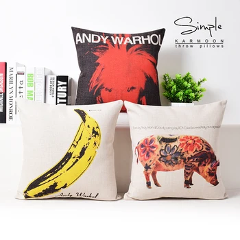 Bananų pagalvę padengti, animacinių filmų kūrybos Pop Art Andy Warholas kiaulė bananų mesti pagalvės užvalkalą užvalkalas didmeninės