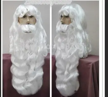 Barzdotas kostiumas Nustatyti Perruque Perucas Peluca balta Kalėdų Senelio barzda nustatyti Fancy Dress Cosplay Hivision Nemokamas Pristatymas