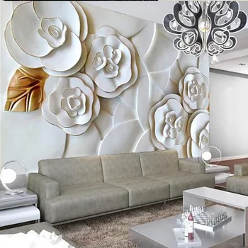 beibehang foto tapetai reljefiniai tapetai sienos popieriaus modernus minimalistinio kambarį TV fonas baltas rožes 3d tapetai