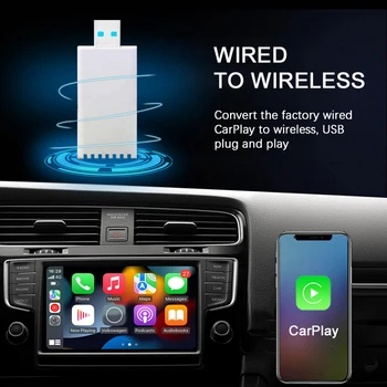 Belaidžio CarPlay Adapteris, skirtas OEM Automobilio Stereosistemos su USB Plug ir Play Laidinio Prie Bevielio Įrenginio 3 Sekundes CarPlay Adapteris