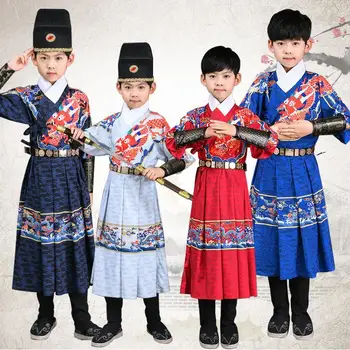 Berniukai Tradicinis Han Dinastijos Etapo Rezultatus Šalies Drabužių Vaikams Kinijos Senovės Kostiumas Liaudies Šokių Berniukai Spausdinti Hanfu Kostiumas