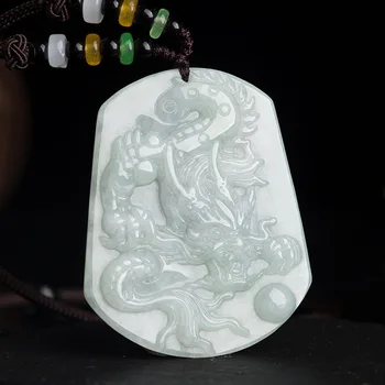 Birmos Jade Dragon Pakabukas Karoliai Brangakmenių Papuošalai, Aksesuarai, Smaragdas Gamtos Žavesio Karoliai Baltas Žadeitas Amuletai