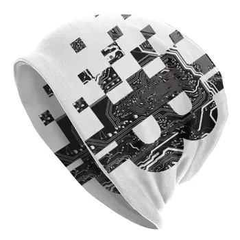 Bitcoin BLOCKCHAIN plokštės Bžūp Hip-Hop Street Skullies Beanies Skrybėlę Vyrų Suaugusiųjų Dual-naudoti variklio Dangčio Megzta kepurė