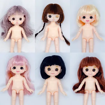 BJD Doll 16cm 13 sąnariai yra kilnojamojo 6-colių Nuogas Lėlės 3D Akis Mergina Mados Kūno Dress-up Žaislas Batus Geriausia Dovana Vaikams