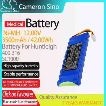 CameronSino Baterija Huntleigh SC1000 tinka Huntleigh 400-316 Medicinos bateriją 3500mAh/42.00 Wh 12.00 V Mėlyna Ni-MH