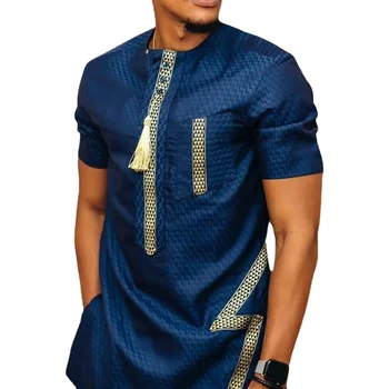 Camisa lino jaunų vyrų prarasti trumpas rankovės marškinėliai spausdinami Afrikos dashiki ilgai atsitiktinis camiseta masculina top Mo