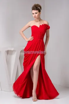 chalatas de soiree atvykimo koralų suknelė mados dizaino klostyti atidaryti koja nekilnojamojo raudona seksualus Grindų Ilgio Šifono Ilgai Bridesmaid Suknelę Chalatai