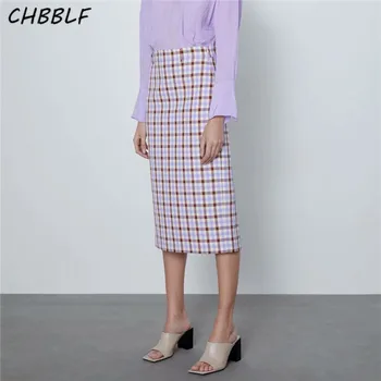 CHBBLF moterų pagrindinio pledas midi sijonas faldas mujer Houndstooth modelio office lady atsitiktinis sijonai XDL2772