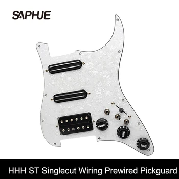 Coil Split HHH Elektrinė Gitara Pickguard Scratchplate Asamblėjos H-H-H Strat su Singlecut Laidų Pakrautas Prewired Pickguard