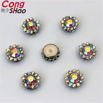 Cong Shao 50PCS 9.5 mm Nerūdijančio plieno paramos Sun flower kalnų krištolas akmenys ir kristalai 