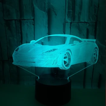 Cool Automobilių Akrilo 3D Holograma Lempa 7 Spalvų Kaita, Naktį Šviesos Baby Touch Pereiti Spalvos šviesos LED USB Stalo lempos Atmosfera lempos