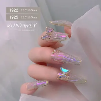 Crystal Butterfly Nagų Dailės Apdailos Skaidrus trimatis Aurora Diamond Nagų Papuošalai Netikrus Nagus BUTT666