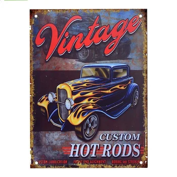 Custom Hot Rods Retro alavo pasirašyti nostalgiškas ornamentu metalo plakatas garažas art deco baras, kavinė, parduotuvė