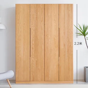 Custom Japoniško stiliaus spinta iš medžio masyvo ąžuolo spintelė Nordic modernus minimalistinis miegamasis, vaikų sūpynės durys, 4 durų, 6 durų