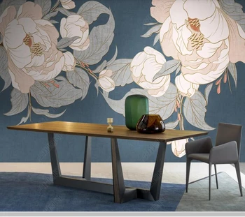 Custom papel parede Šiaurės augalų, gėlių retro bijūnas tapetai,svetainė, tv sienos miegamajame namų dekoro restoranas freskos