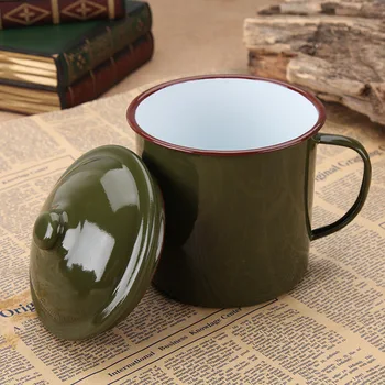 Derliaus Emalio Taurės Nostalgiškas Klasikinis Kariuomenės Žalios puodelis Arbatos Kledaras Office Arbatos Puodelio Kavos puodelis Lauko Nešiojamų Puodelio vandens