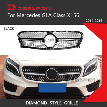 Diamond Grotelės Mercedes GLA Klasės X156 Pre-Facelift Juodos Sidabro Bamperio Lenktynių Grotelės 2014-2016 m. GLA200 GLA220 GLA260