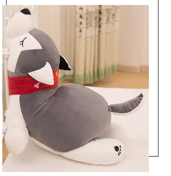 didelis 90cm animacinių filmų šuo pliušinis žaislas pilka linkę haskis žemyn medvilnės, labai minkšta lėlė apkabinti pagalvę kalėdų dovana s2861