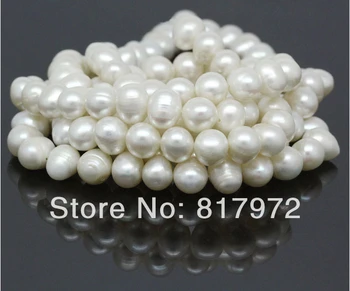 Didmeninė Viršuje tikras perlas Ovalo formos Granulių Baltos spalvos Natūralių perlų akcentas Mados perlų 37cm Ilgis Prarasti Karoliukai moterų Papuošalai Dovanų Šalis