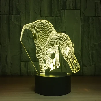 Dinozaurai 3D USB Modeliavimo Stalo Lempa LED Naktinis Apšvietimas 7 Spalvų Keitimas Miegamasis Namų Dekoro Dovanos Rungtynių Įdomių Šviesos Žaislas