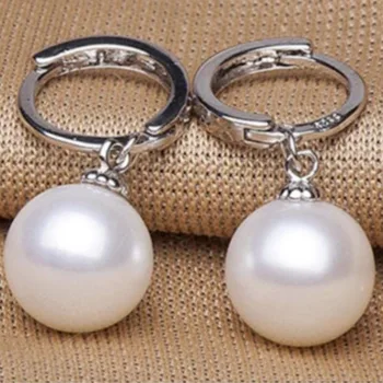 elegantiškas 10-11mm pietų jūros balto perlo auskaru 925s