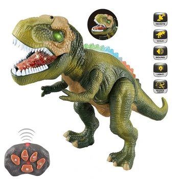 Elektros RC Dinozaurų Vaikai Naminių Žaislų, Tyrannosaurus Rex Nuotolinio Valdymo Gyvūnų Modelio Akys Spindi Vaikščioti Skamba Berniukas Vaikams