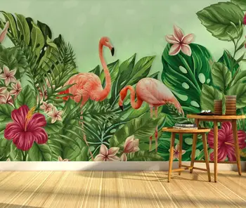 Europos Prabangos Atogrąžų Tapetai, Gėlių Flamingo Sienos Freskos Susisiekti Popieriaus Tapetai, Sienų Dekoras Sienos Popieriaus 3d Foto Tapetai