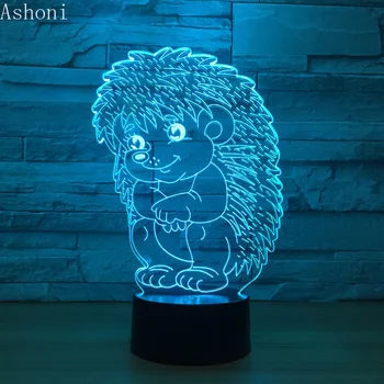 Ežys 3D Stalo Lempa Kalėdų Dovana Akrilo LED Nakties Šviesos Touch 7 Spalva keičiasi Stalo Šalies Dekoratyvinės Šviesos