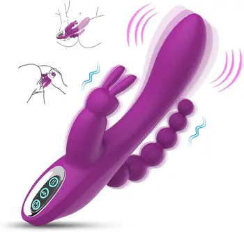G Spot Rabbit Vibratorius Moterims Klitorio Stimuliacija su Galingas 7 Vibracijos, 3 in 1 Clit Analinis Skatinti Dildo Massager