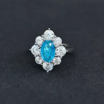 Gamtos Ovalo formos šviesiai Mėlynos 6*9 mm Deimantiniai Žiedai Moterims Vestuves Jubiliejų Dovana Nekilnojamojo 925 Sterlingas Sidabro Moterų Prabangus Žiedas