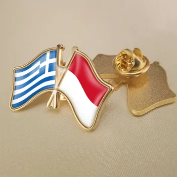 Graikija ir Indonezijos Kirto Dviguba Draugystė Šaligatvio Atvartas Smeigtukai Sagė Ženkliukai