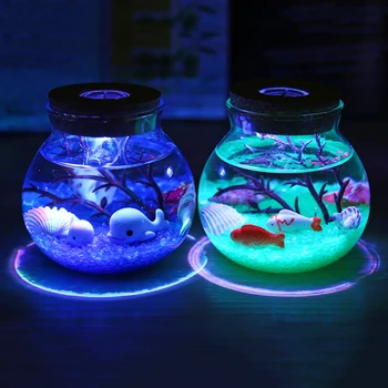 Gražus Jūros Žuvų Akmens Vandenyno Butelis Naktį Žibintai Naujovė RGB LED Naktį Lempa Vaikams, Kūdikių Kalėdų Dovana Miegamojo Puošmena