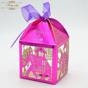 Grupė tiekia dramblys dizainas vestuvių dovanomis džiaugtis, pjovimas lazeriu saldainių dėžutė
