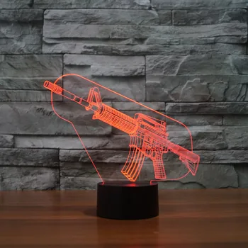 Gun 3d Lempa Nuotolinio valdymo Jutiklinį jungiklį Led Vaizdo Led Nakties Šviesos Dovana Atmosfera Dekoratyvinis Stalo Lempa Gražių animacinių filmų vaikams, žaislai