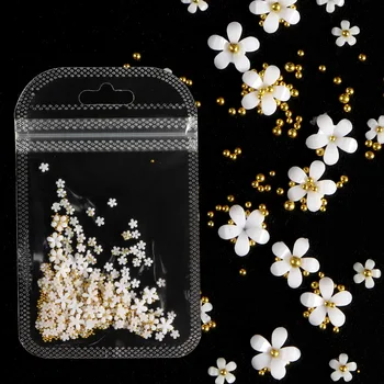 gėlių nagų dekoravimo perlų apdaila 