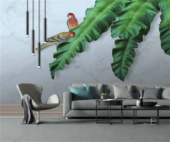 HD rankomis dažyti aliejus, tapyba tropinių augalų lapų papūga imitacija marmuro modelis foną freskos