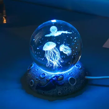 HMTX 1pc Star Ocean Gyvūnų Crystal Ball, 3D Vidinis Drožyba, Spalvinga Apšvietimo Ornamentu, Naktį Šviesos, Kūrybingi Gimtadienio Dovana