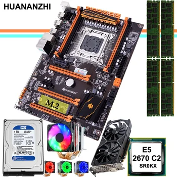 HUANANZHI deluxe X79 motininė plokštė PROCESORIUS operatyvinė atmintis (RAM combo su 1 TB SATA HDD GTX1050Ti 4G vaizdo plokštė E5 2670 C2 RAM 32G DDR3 RECC