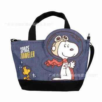 Japonija Kawaii Sanrio Snoopy Animacinių Filmų Mielas Siuvinėjimo Drobė Rankinė Krepšys Pečių Maišą Daugiafunkcinis Studentų Krepšys