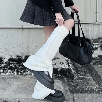 Japonijos Lolita Saldus Mergina Kojų Šilčiau Balta Juoda Mezgimo Koja užima didelius Kojų Įkrovos Rankogaliai Ilgas Kojines JK Legwarmers Y2k Priedai