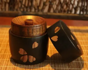 Japoniško stiliaus medžio masyvo lako arbatos caddy cherry blossom Nešiojamų medienos dėžė