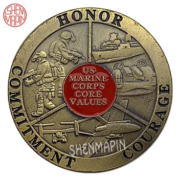 JAV Jūrų pėstininkų Korpuso Core Vertės Monetą Garbę Įsipareigojimų Drąsos Kario Dvasia Medalis, Snaiperis Bronzos Monetų Kolekcionieriams