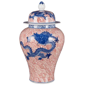 Jingdezhen antikvariniai porceliano dragon modelio mėlynos ir baltos bendrojo bakas konservuotų papuošalai papuošalai namų stalo porceliano amatų