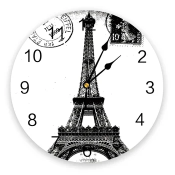 Juoda Ir Balta Paryžiaus Dizaino Sieniniai Laikrodžiai Tyli Namo Kavinė Biuro Sienų Dekoras Laikrodžiai už Virtuvės Sienos Meno Dideli Sieniniai Laikrodžiai 25cm