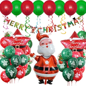 Kalėdų Balionas Nustatyti Dideli Santa Claus penkiakampė Žvaigždė Kalėdų Eglutė Spausdinti Balioną už Kalėdos Šalis Apdaila